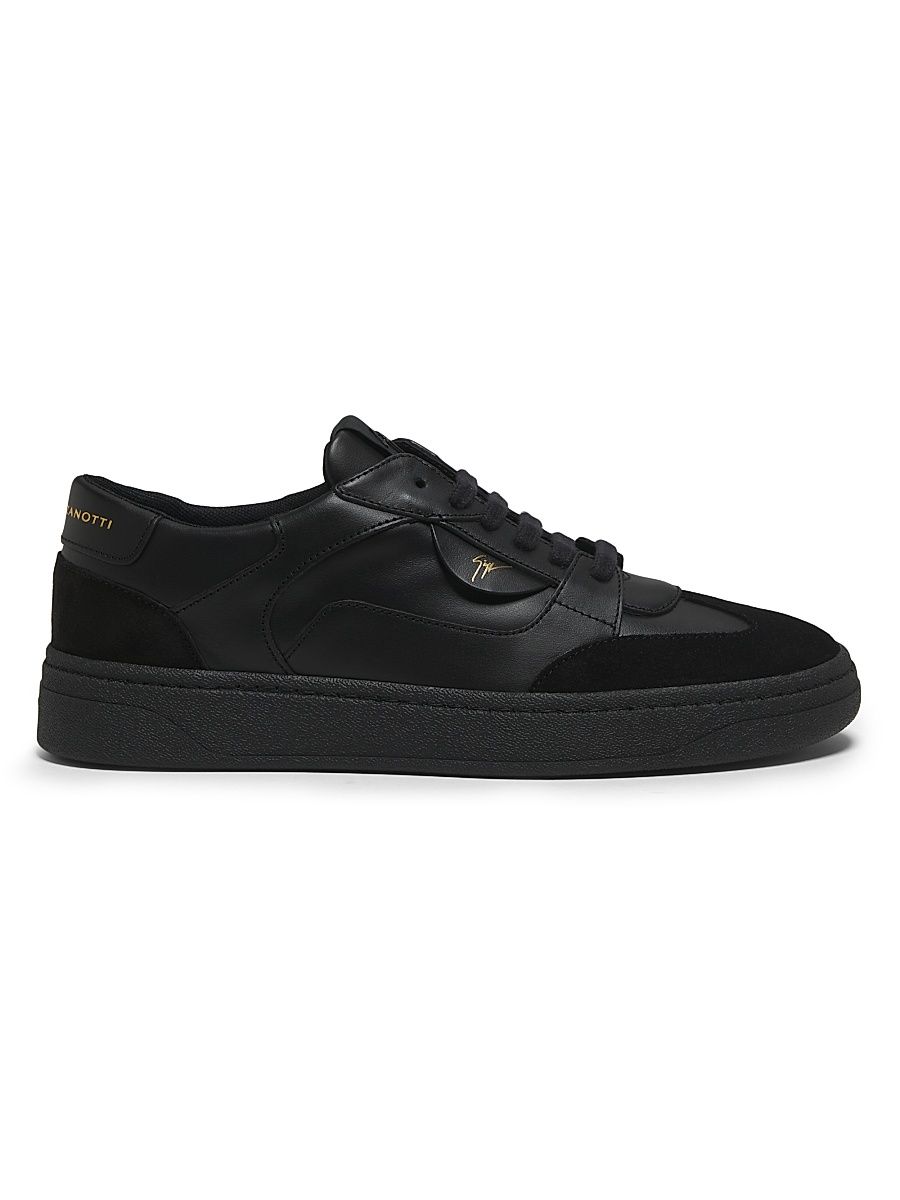 Men's Scarpa Uomo Leather Low-Top Sneakers - Black Velvet - Size 9