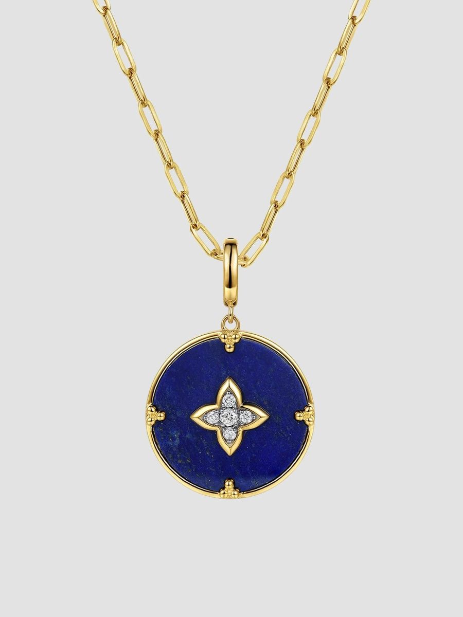 Gabriel & Co Women's 14K Yellow Gold, Lapis & 0.15 TCW Diamond Pendant - Gold