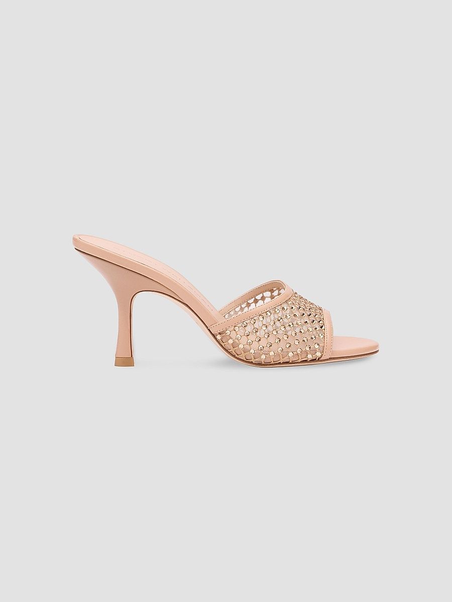 Stuart Weitzman Women's Bareitall Shine 85MM Crystal-Embellished Leather Stiletto-Heel Sandals - Citrine - Size 6
