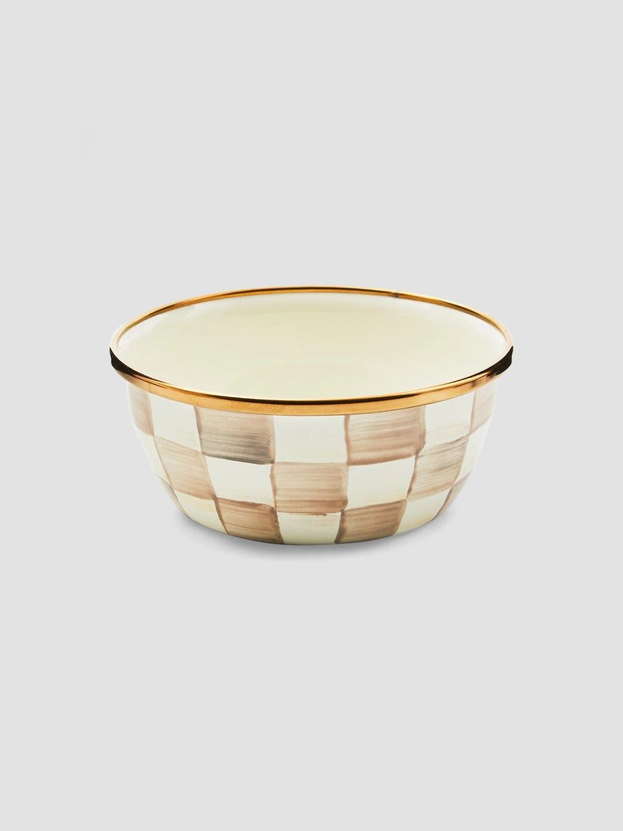 MacKenzie-Childs Mocha Check Pinch Bowl