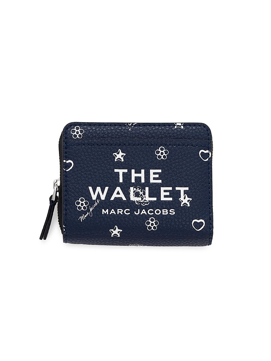 Women's The Mini Bandana Compact Leather Wallet - Navy Multi