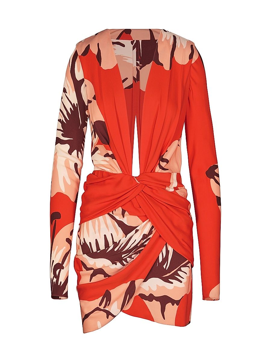 Women's Micaela Gangaway Floral Jersey Minidress - Red Light Pink Wine Ecru - Size 2