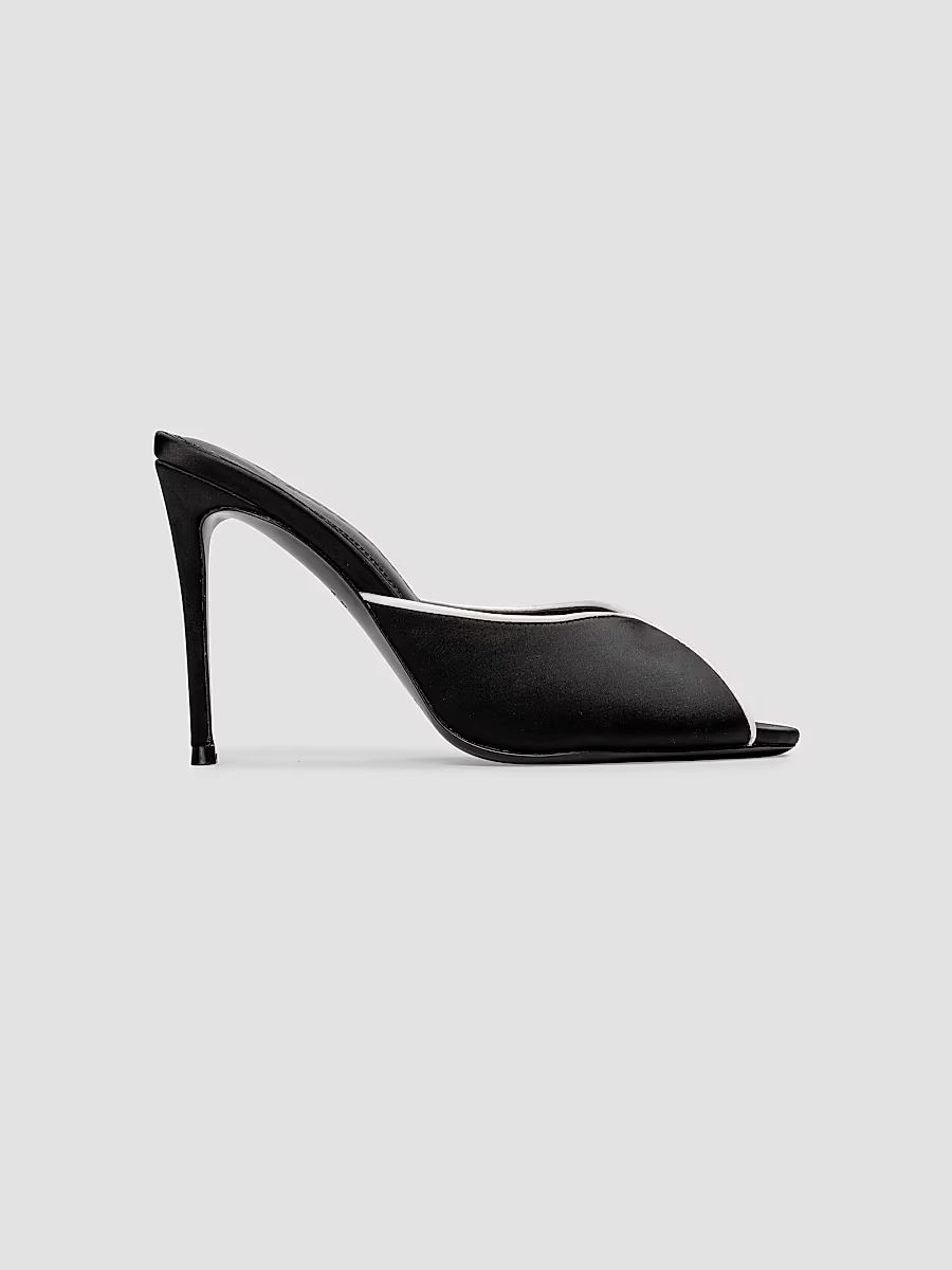 Women's Amelia 100MM Satin Mules - Black Satin - Size 5