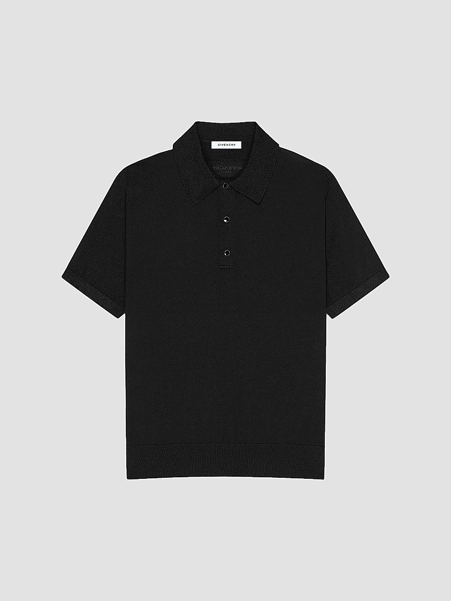 Givenchy Men's Polo Shirt in Cotton with Gros Grain Details - Black - Size XL