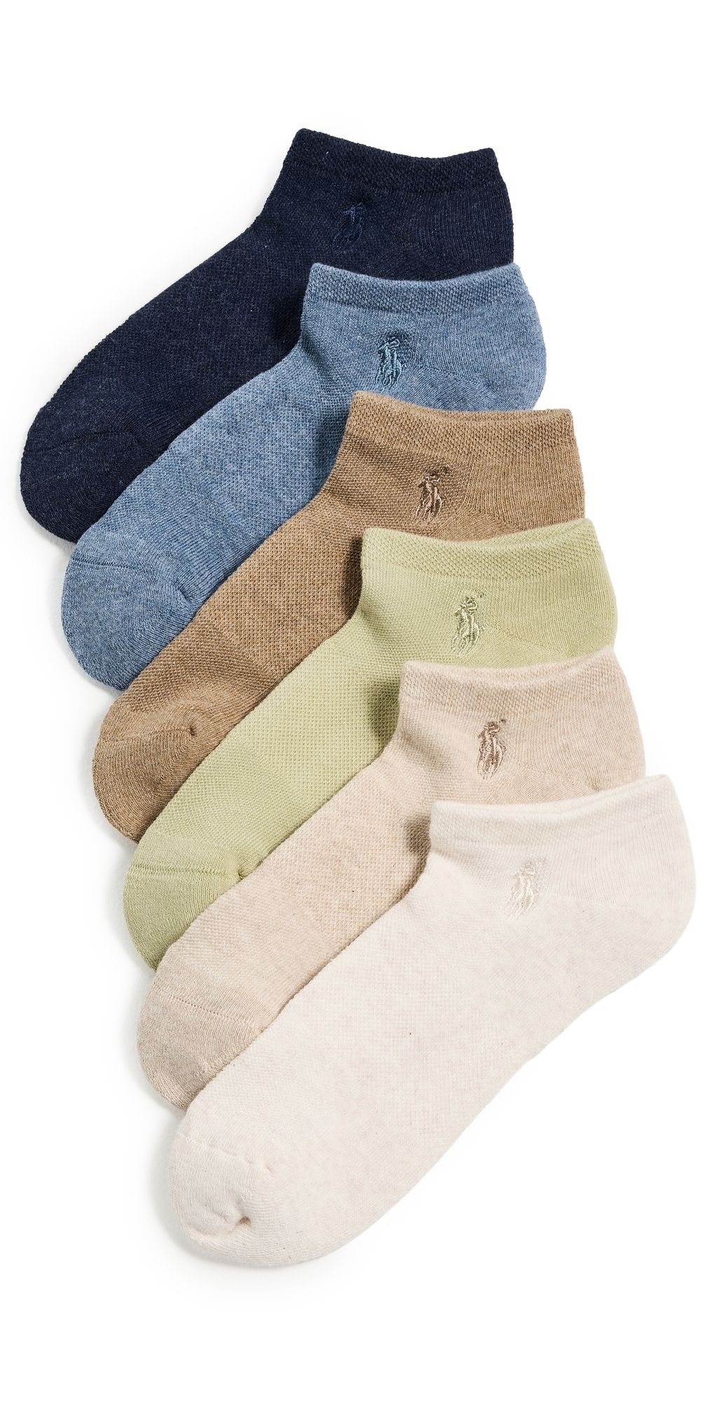 Polo Ralph Lauren Low Cut Half Cushion Socks 6 Pack Oatmeal Heather Assorted One Size