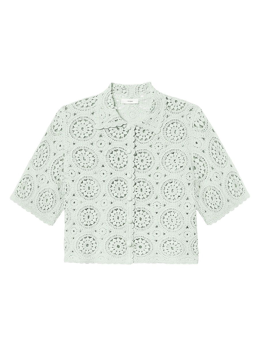 Women's The Crochet Boxy Top - Mint - Size Large