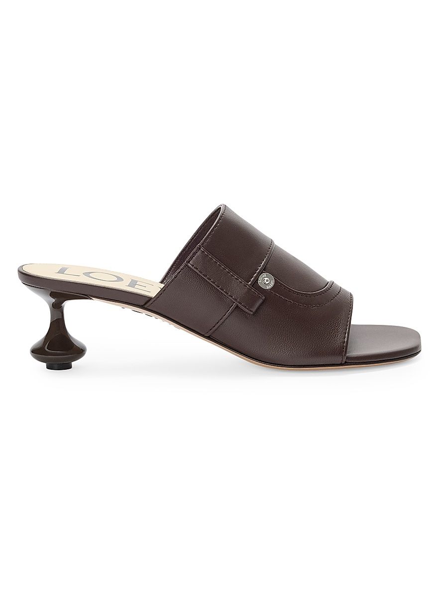 Women's Toy Panta 45MM Leather Mule Slides - Brownie - Size 11 Sandals