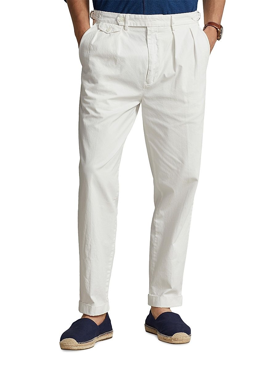Men's Featherweight Twill Tennis Flat-Front Pants - White - Size 40
