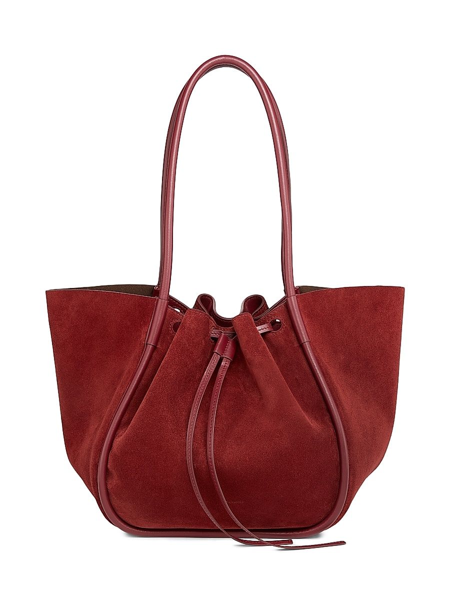Women's Large Ruched Soft Suede Tote - Merlot