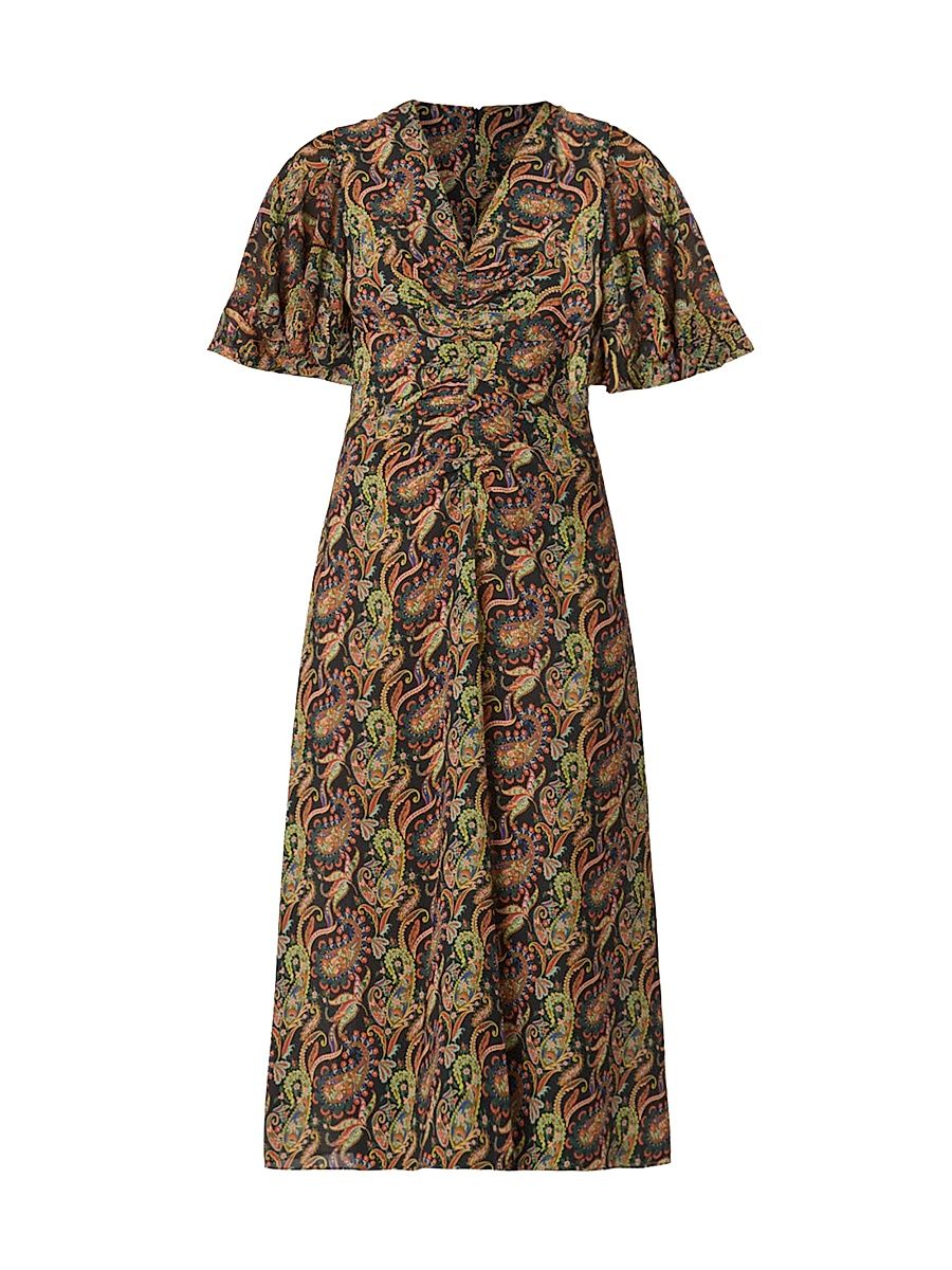 Shoshanna Women's Drew Paisley Cocktail Dress - Jet Teal Rust Multi - Size 4