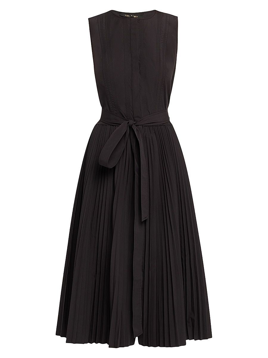 Women's Fleur Pleated Sleeveless Midi-Dress - Black - Size XL