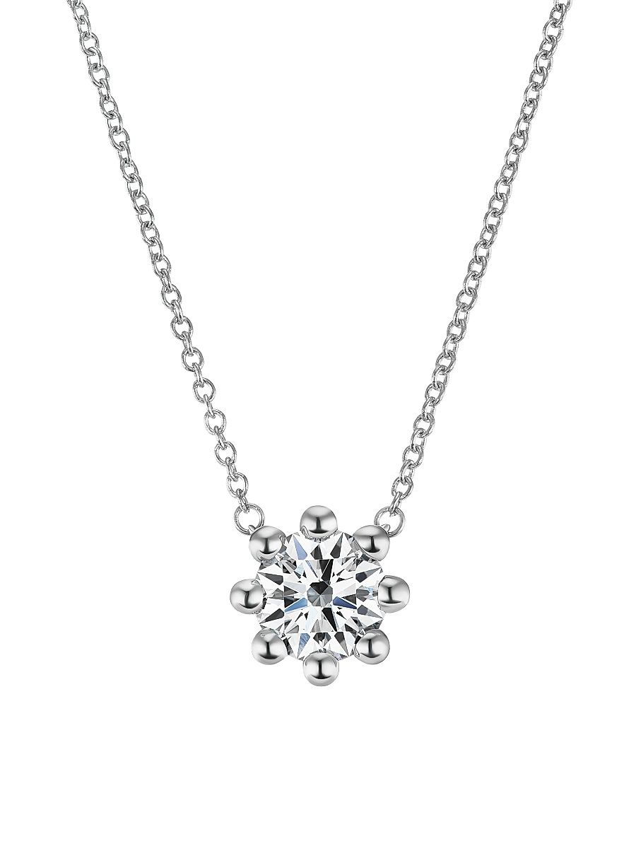 Women's Beaded 18K White Gold & Latitude Lab-Grown Diamond Large Pendant Necklace
