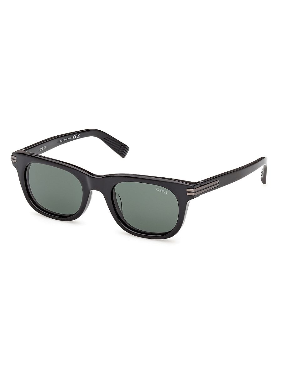 Men's 54MM Square Sunglasses - Black Dark Green