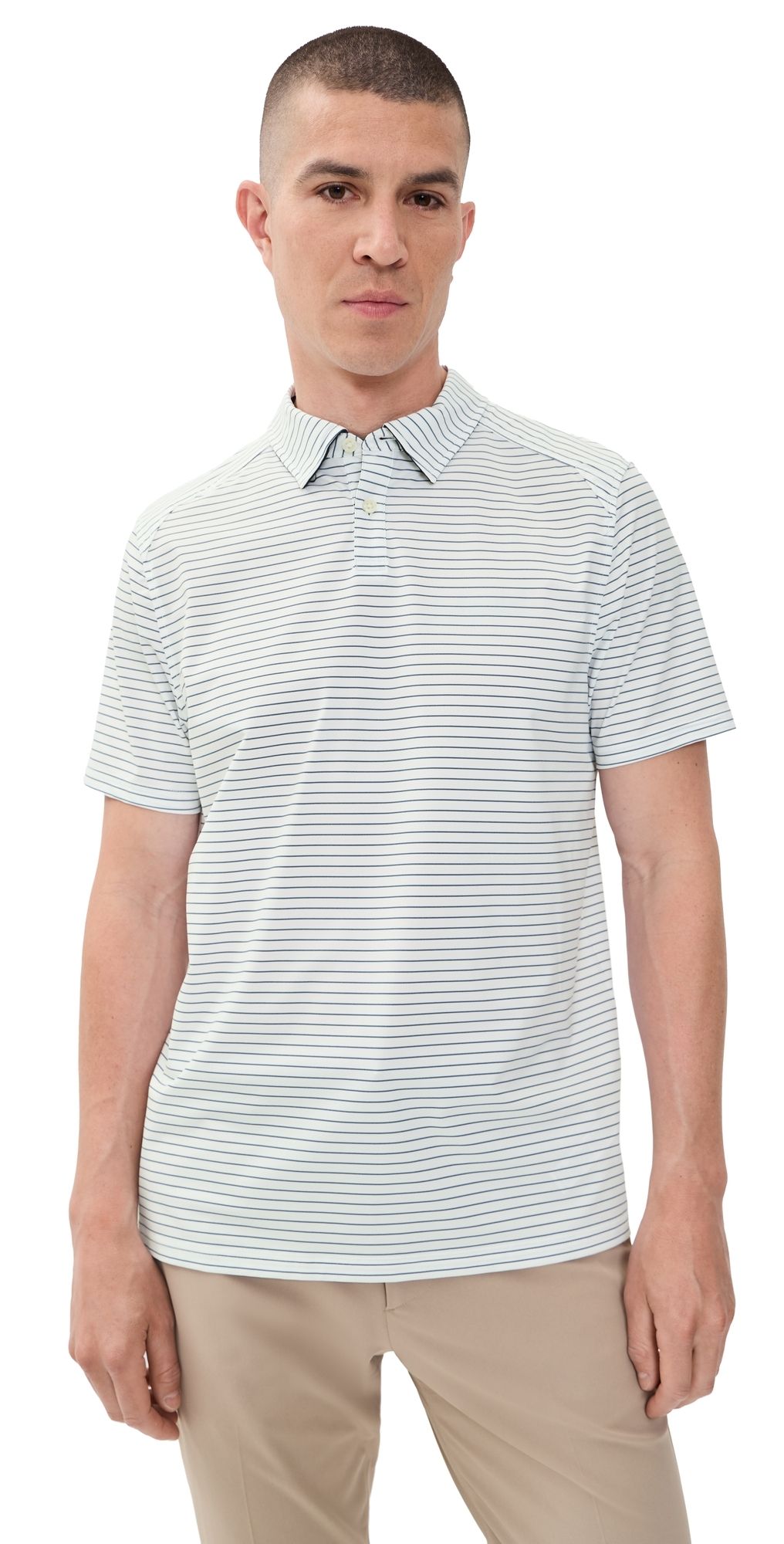 Rhone Commuter Polo White/Navy Pinstripe S