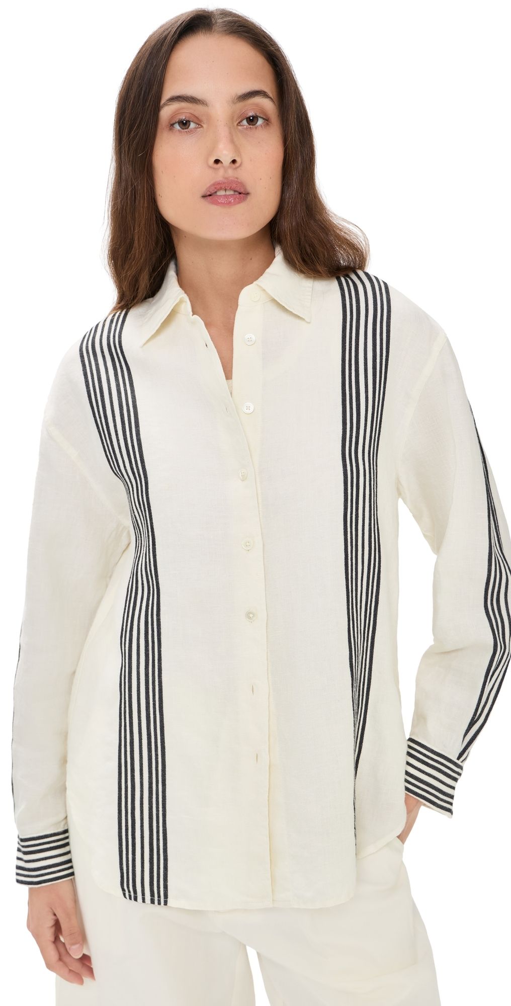 Madewell The Easy Shirt BOLD PLACEMENT STRIPE BLACK M