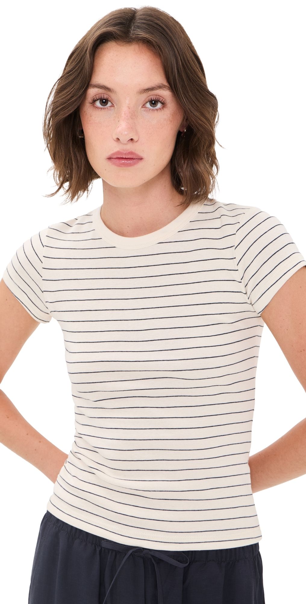 Leset Nando Stripe Slim Fit Tee NATURAL/MIDNIGHT STRIPE XS