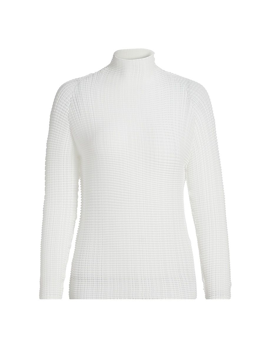 Women's Grid Pleat Top - White - Size Small