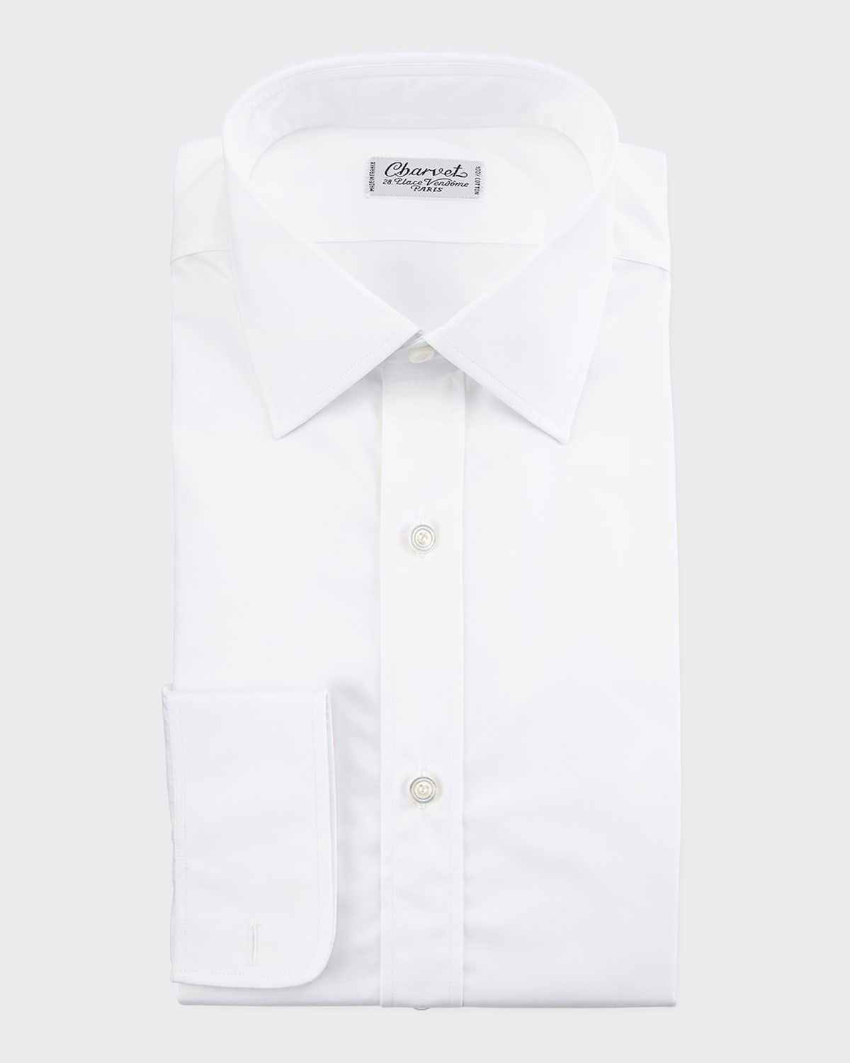 Poplin Barrel-Cuff Dress Shirt, White
