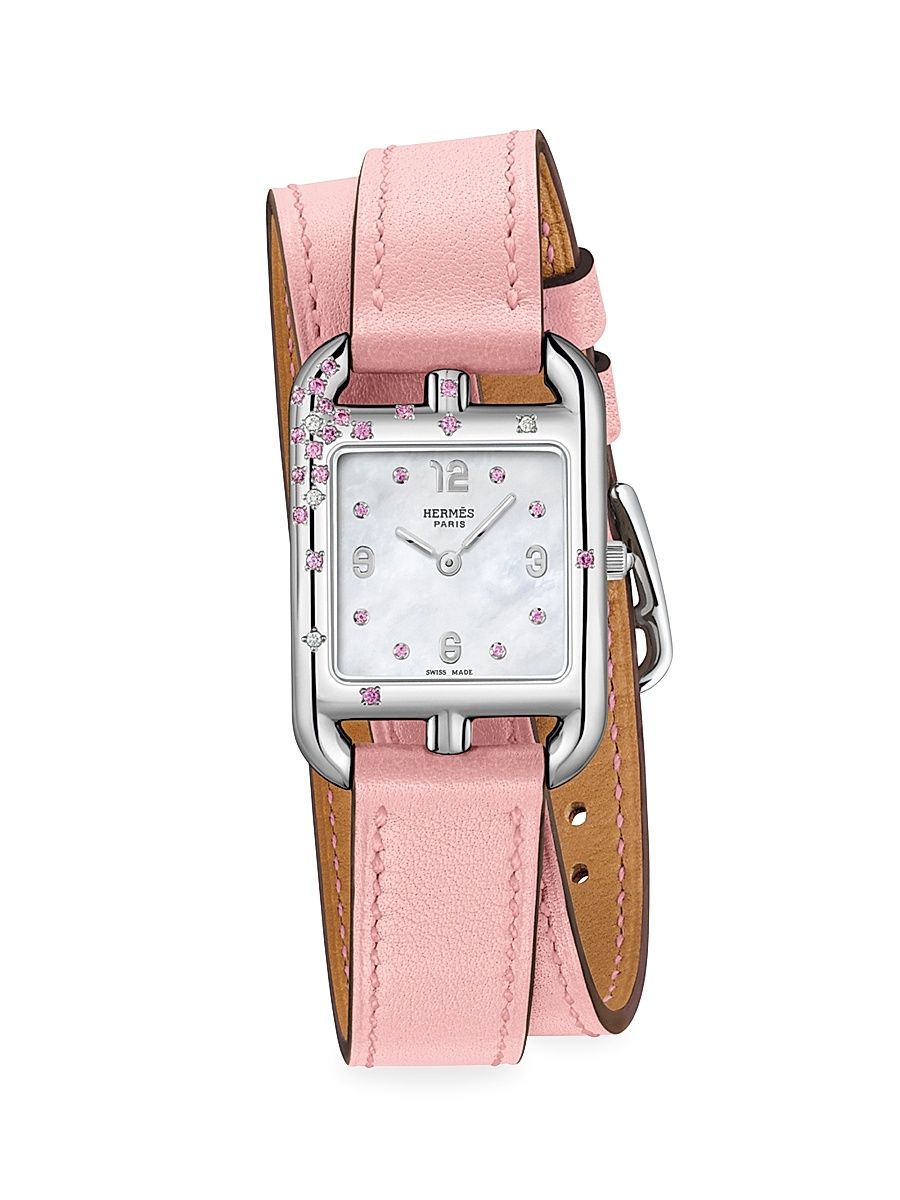 Women's Cape Cod 31MM Stainless Steel, Pink Sapphire, Diamond & Leather Strap Watch - Pink