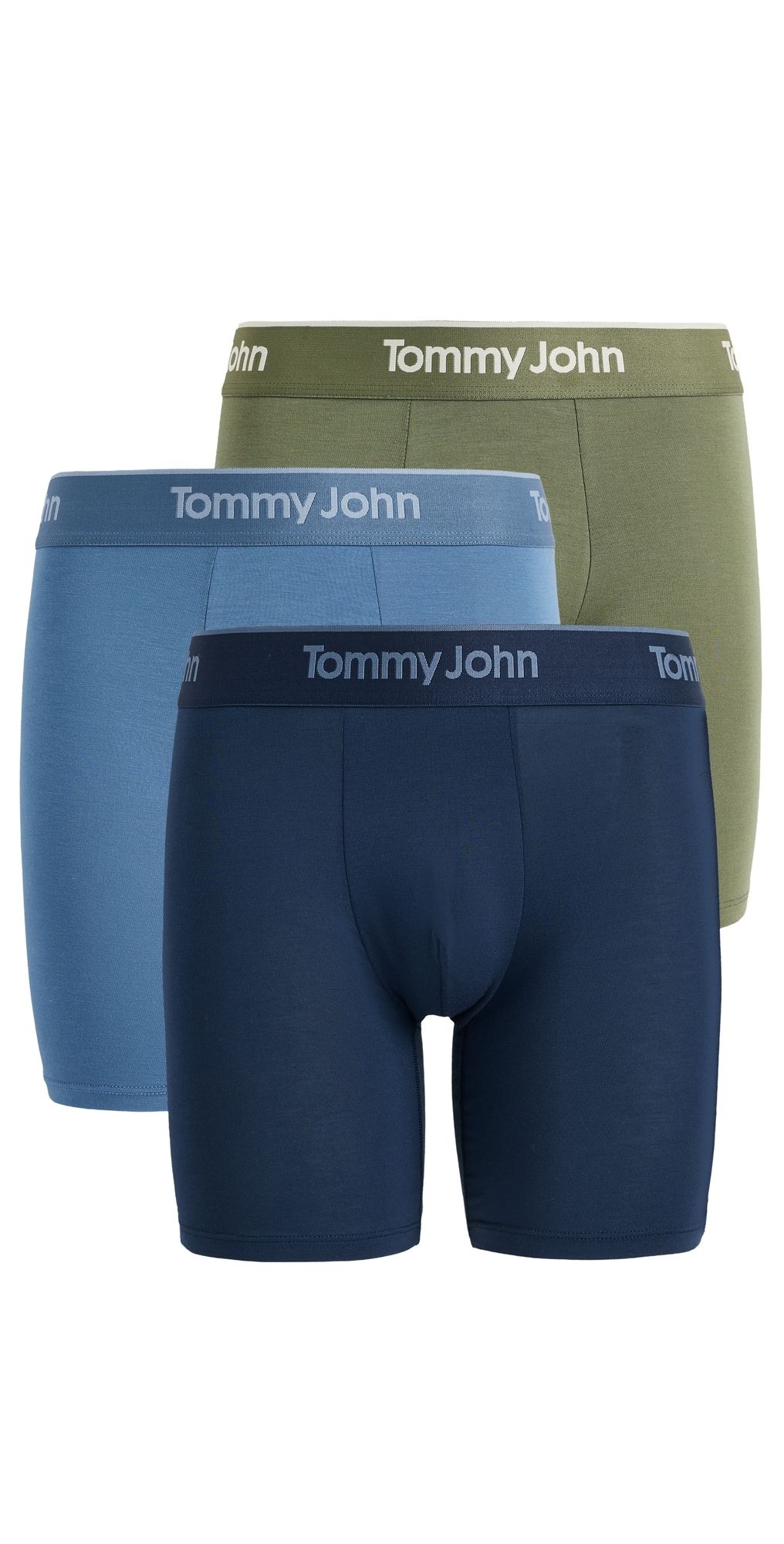 Tommy John Second Skin 6 Boxer Briefs 3 Pack Fourleafclover/Dressblues/Blue XL