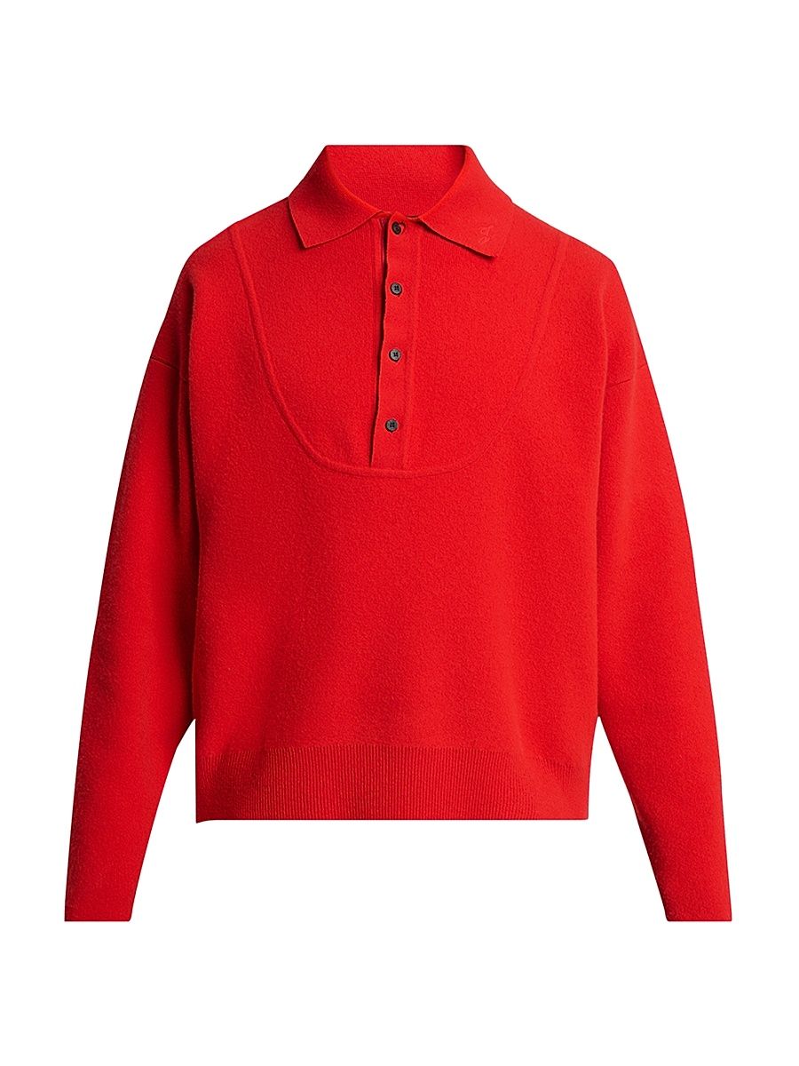 Men's Doppio Wool-Blend Polo Sweater - Red - Size XXL