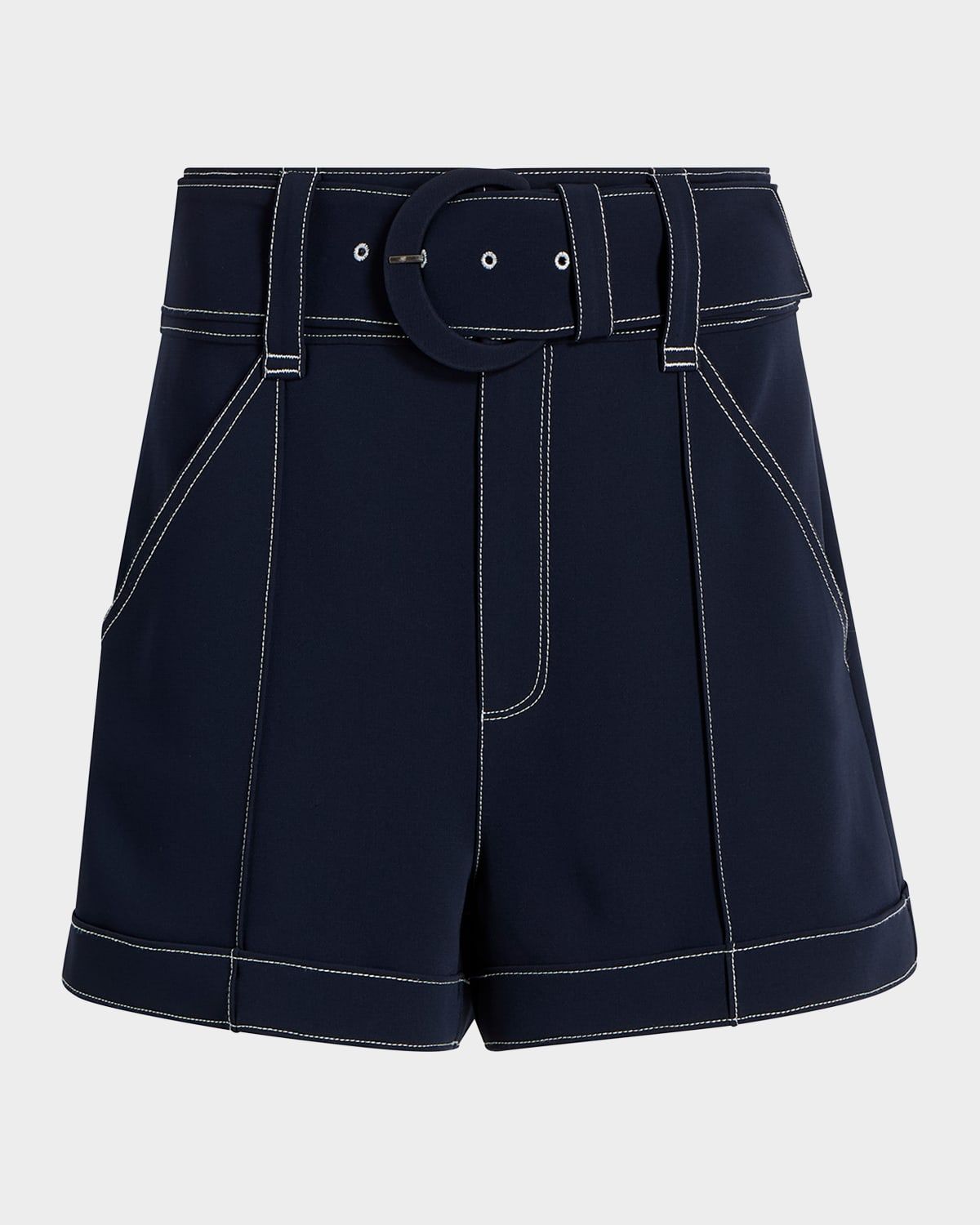 Aldi Belted Topstitch Shorts