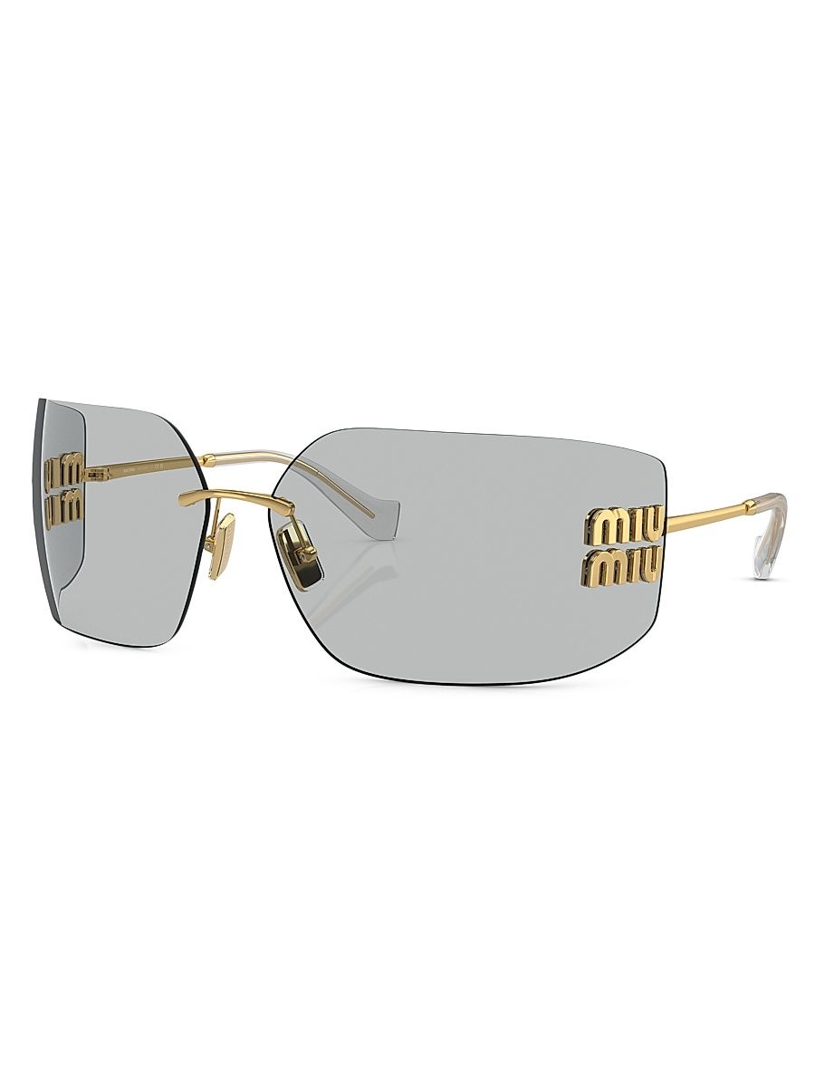 Women's 80MM Shield Sunglasses - Gold Dark Grey