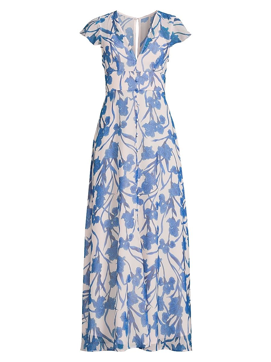 Women's Nia Floral A-Line Maxi Dress - Cobalt Vining Orchids - Size 14