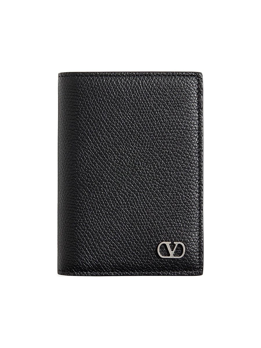 Men's VLogo Signature Cardholder in Grainy Calfskin - Black