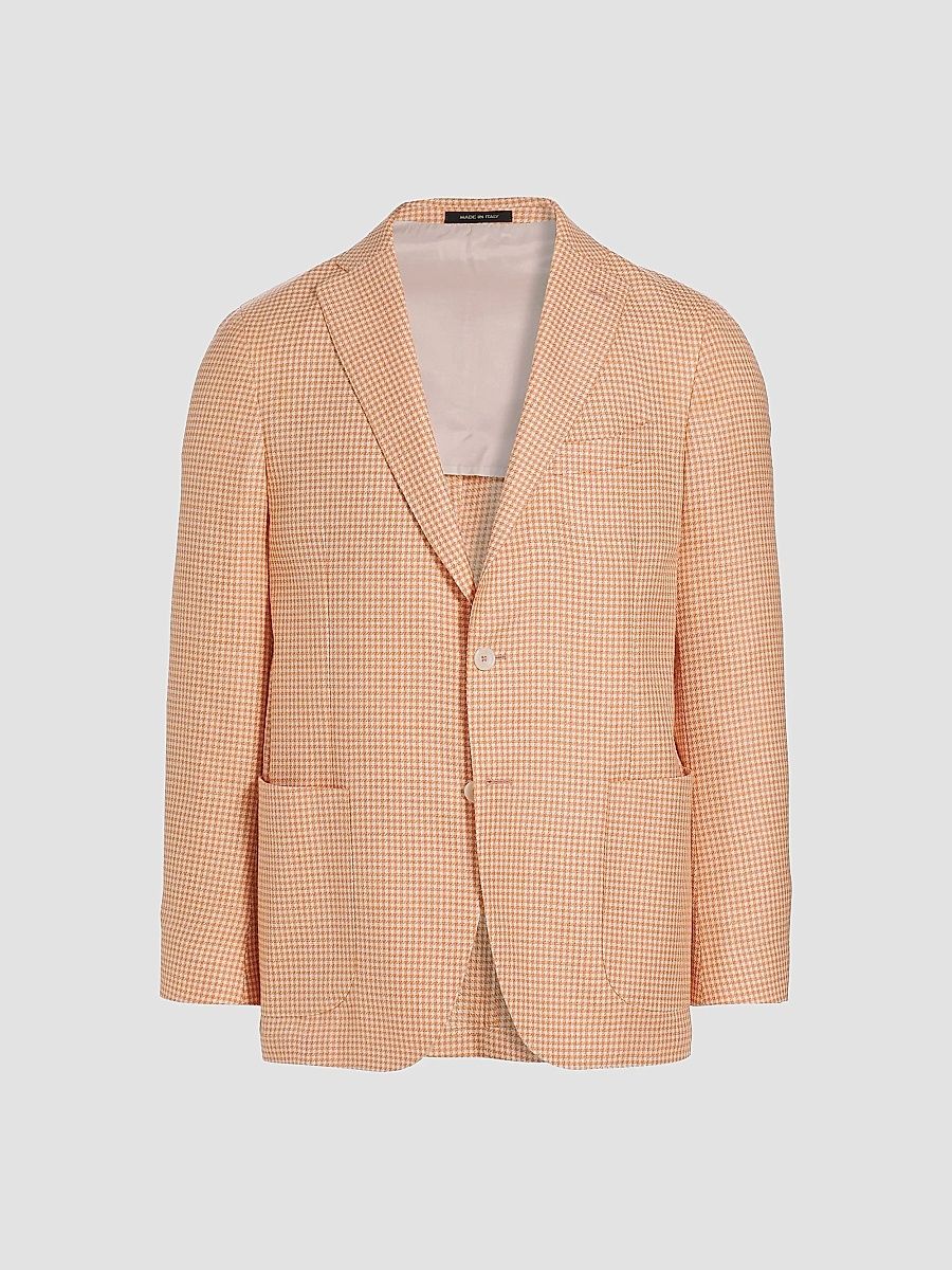 Saks Fifth Avenue Men's COLLECTION Houndstooth Wool-Blend Two-Button Sport Coat - Tangerine - Size 42