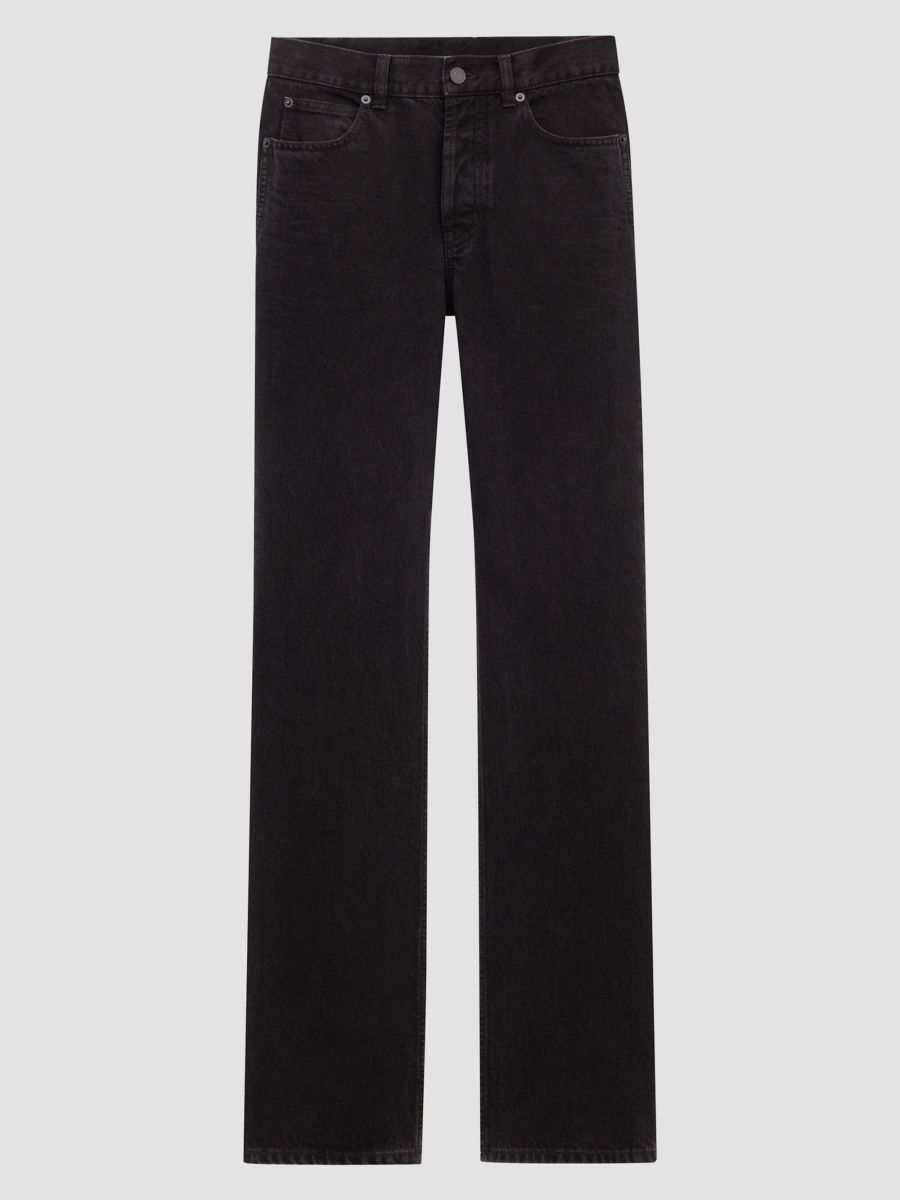 Saint Laurent Women's Nico Mid-Rise Straight Jeans - Berlin Black - Size 26