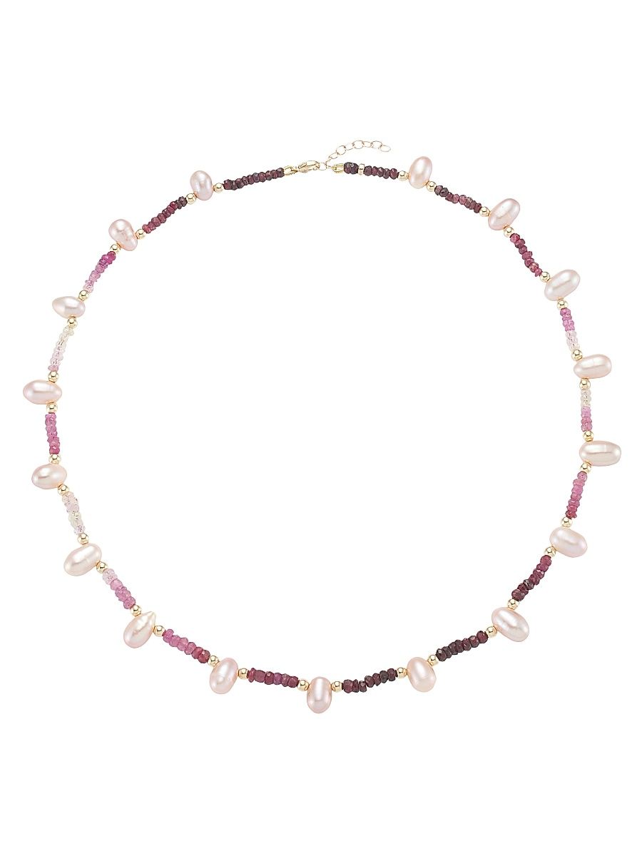 Women's Arizona 14K Gold, Pearl & Ombré Ruby Long Necklace - Ruby