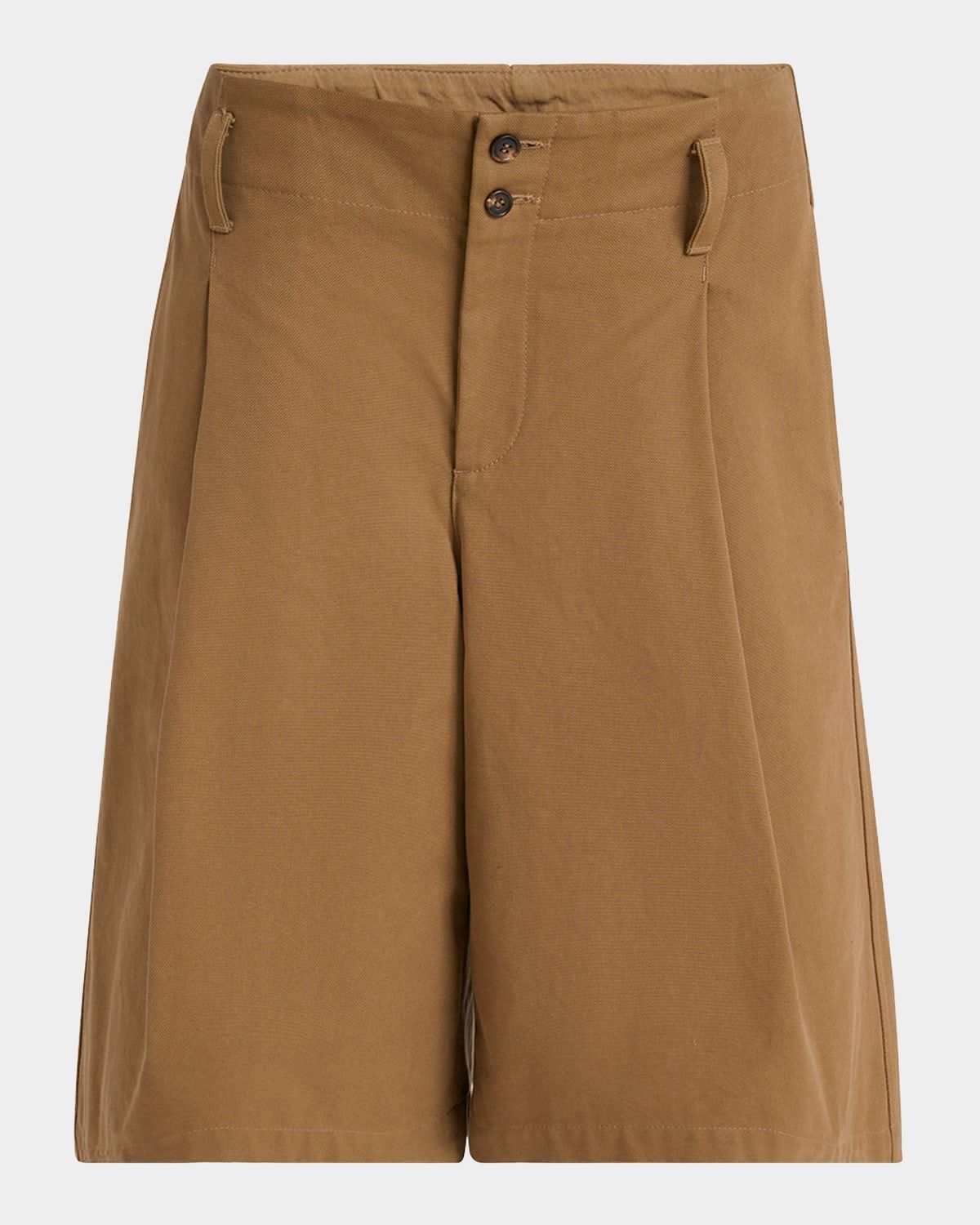 Pleated Wide-Leg Cotton Culottes