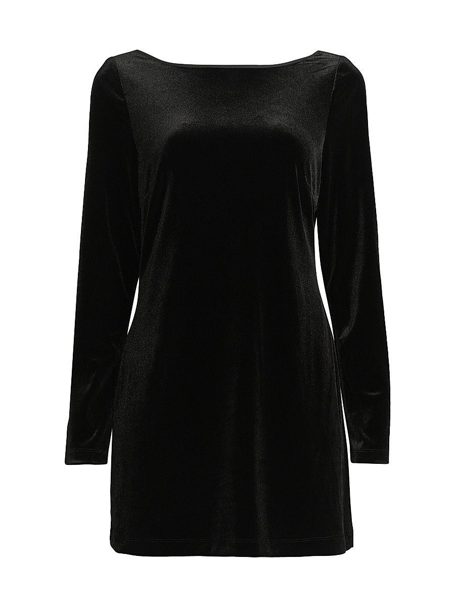 Women's Genevieve Back Cut Out Velvet Minidress - Black - Size XL