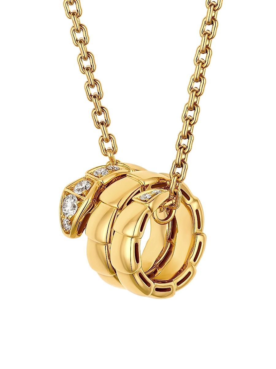 Women's Serpenti Viper 18K Yellow Gold & 0.13 TCW Diamond Pendant Necklace - Yellow Gold