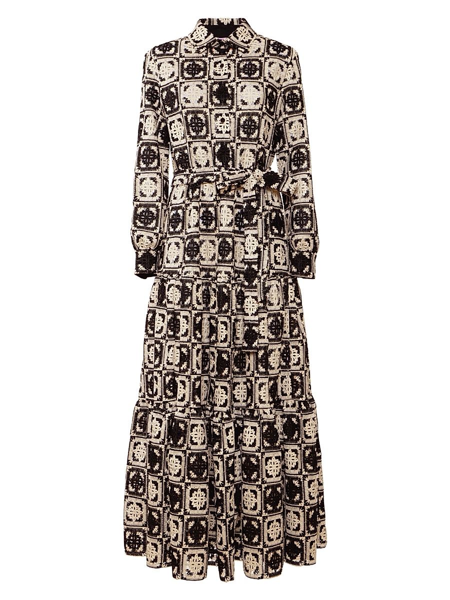 Women's Bellini Dress - Mini Tiles Macrame Black - Size Large