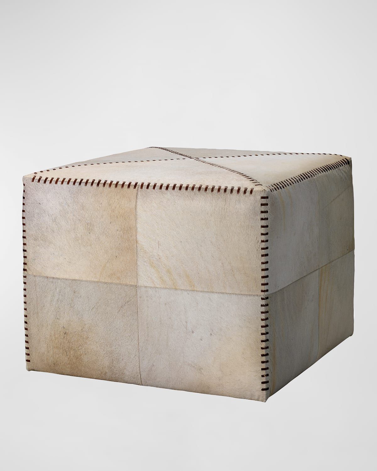 Large White Hairhide Ottoman