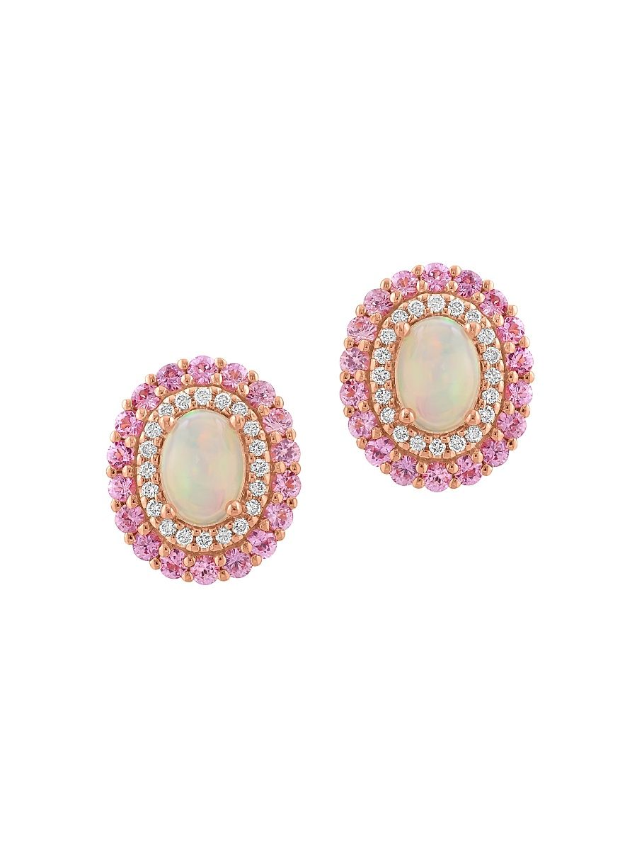 Women's 14K Rose Gold & Multi-Gemstone Stud Earrings - Rose Gold
