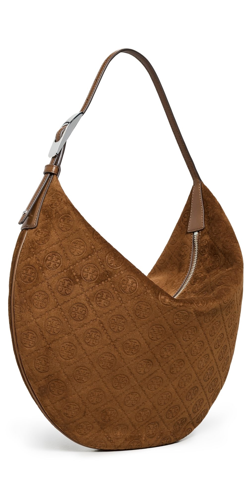 Tory Burch T Monogram Suede Balloon Bag Chicory Brown One Size