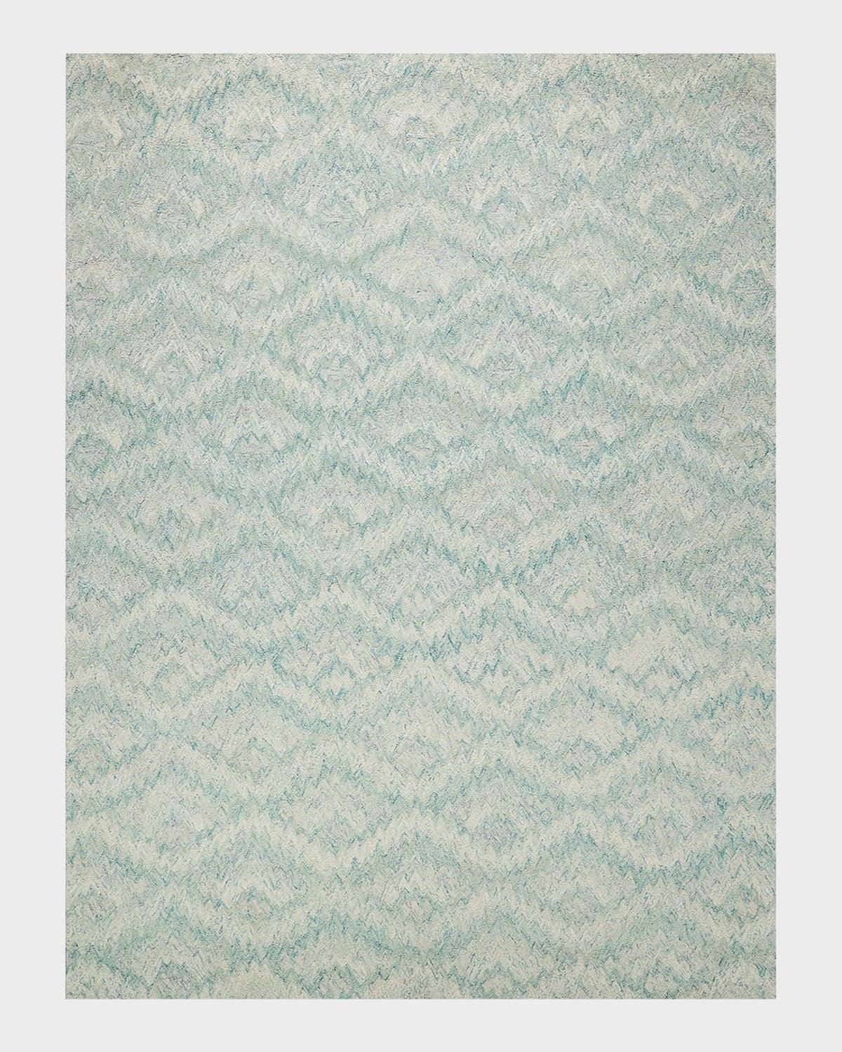 Bargello Turquoise New Zealand Wool hand-tufted Area Rug