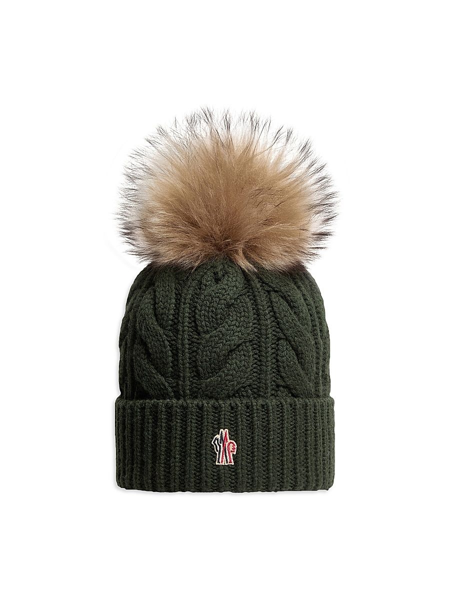 Women's Beanie Hat in Wool and Cashmere - Olive Green