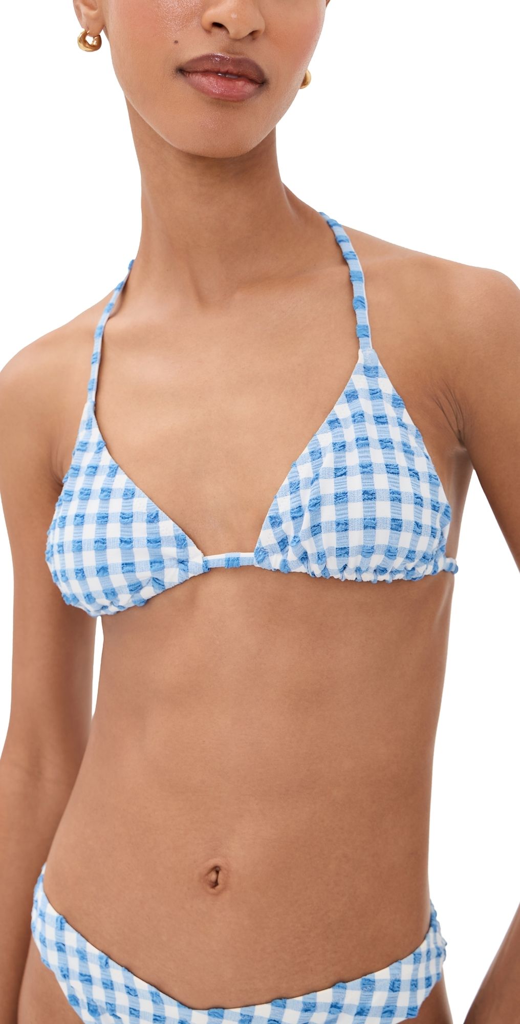 LE BOP Triangle Bikini Top Gingham (Marina/Ivory) M