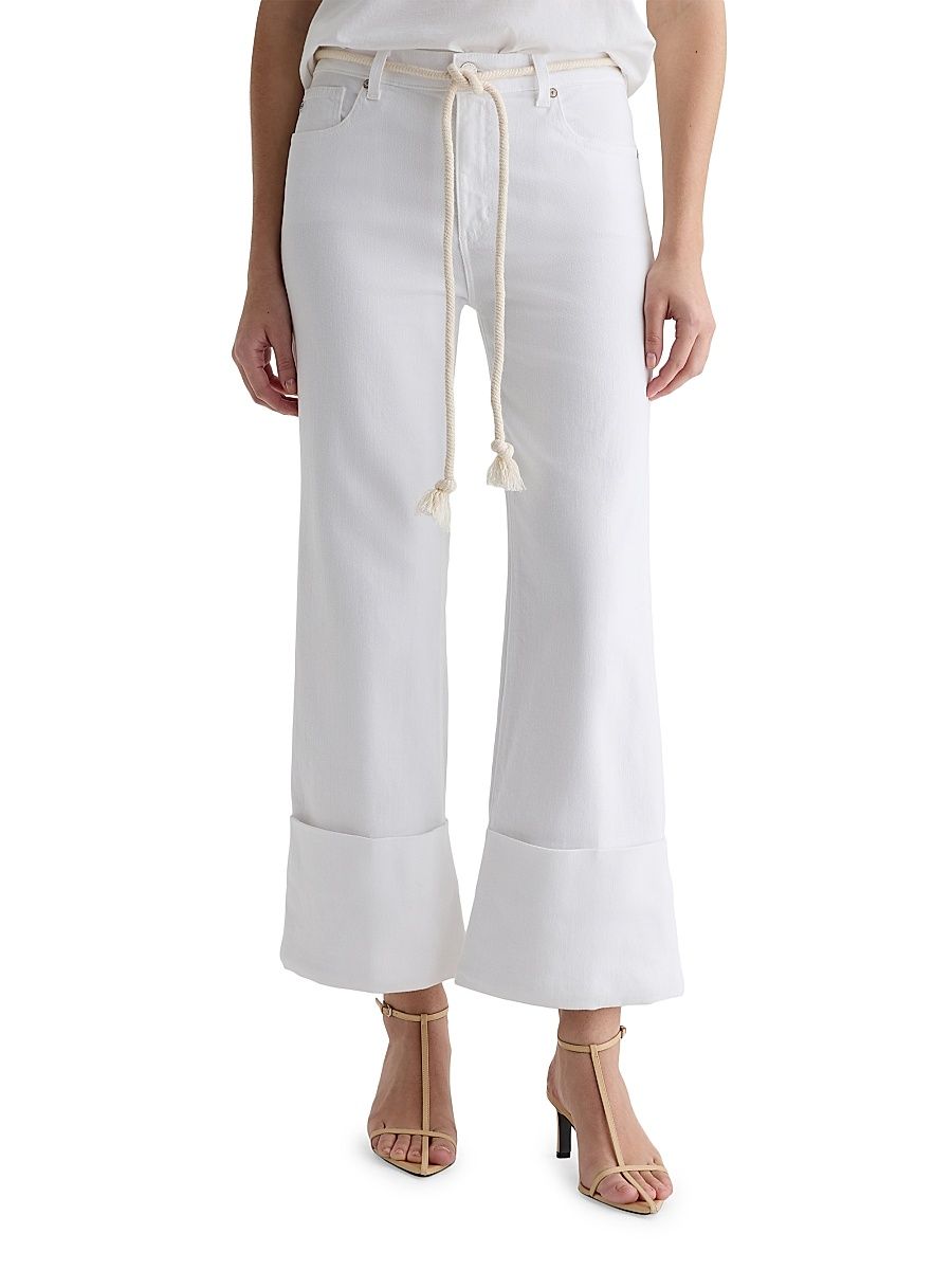 Women's Saige Wide-Leg Crop Jeans - White - Size 31