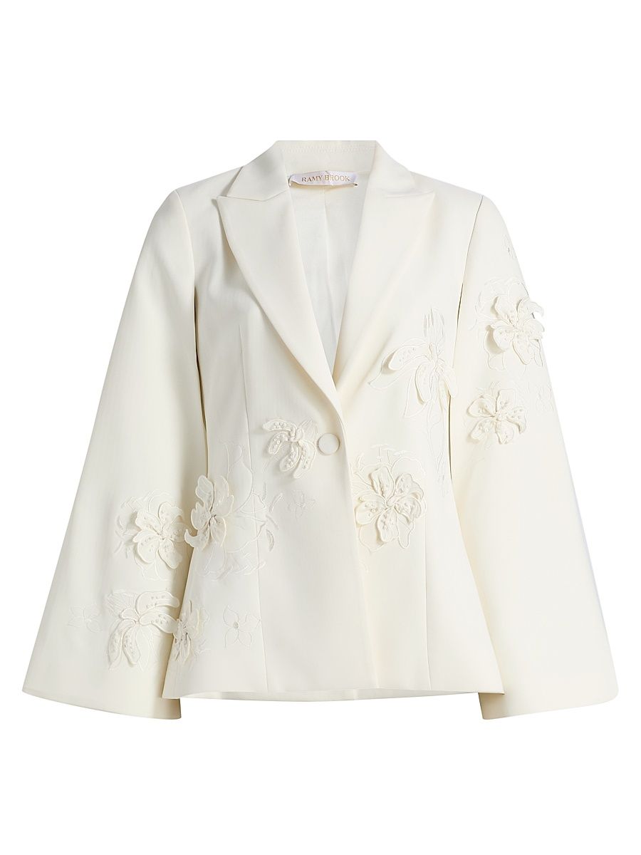 Women's Rosalinda Appliquéd Blazer - Ivory - Size 0