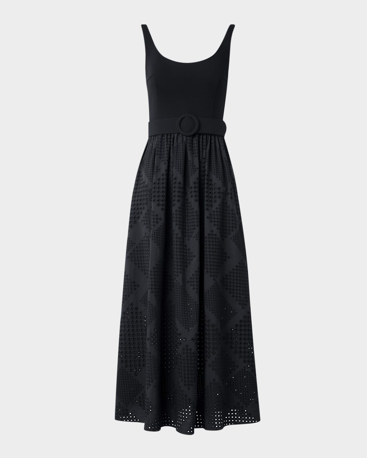 Belted Eyelet-Embroidered Cotton Midi Dress