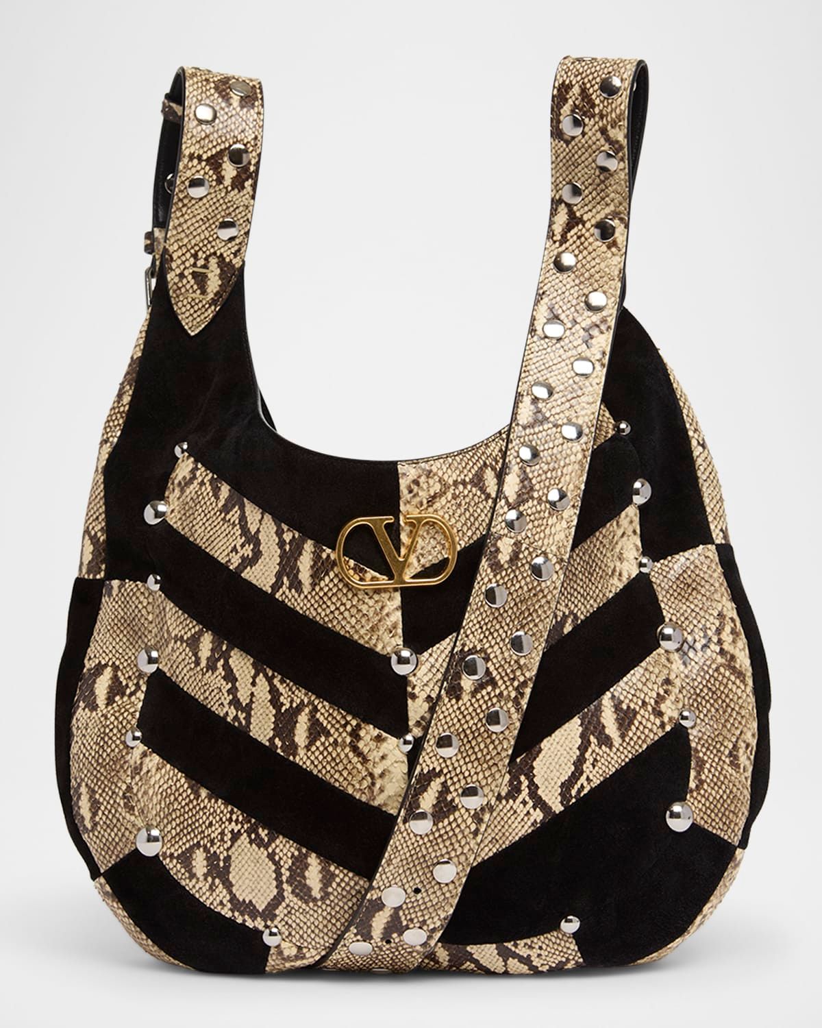 Patchwork Suede & Python Hobo Bag