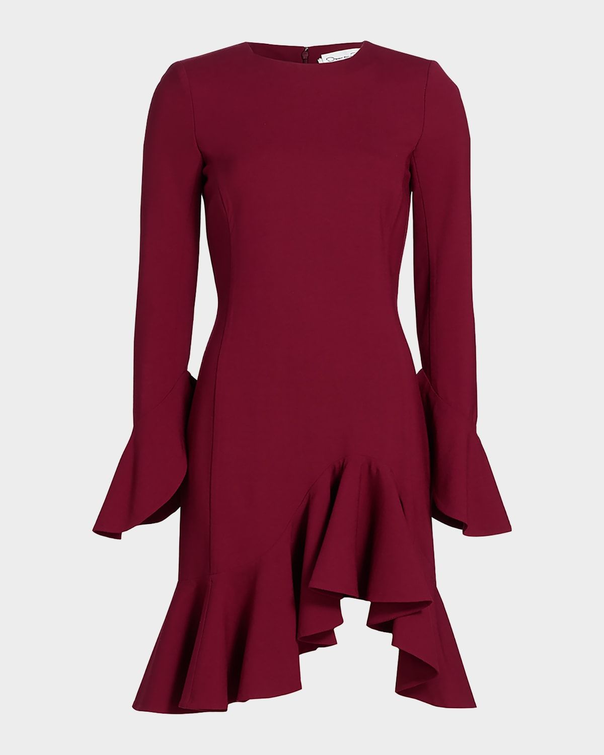 Asymmetric Ruffle Long-Sleeve Mini Dress