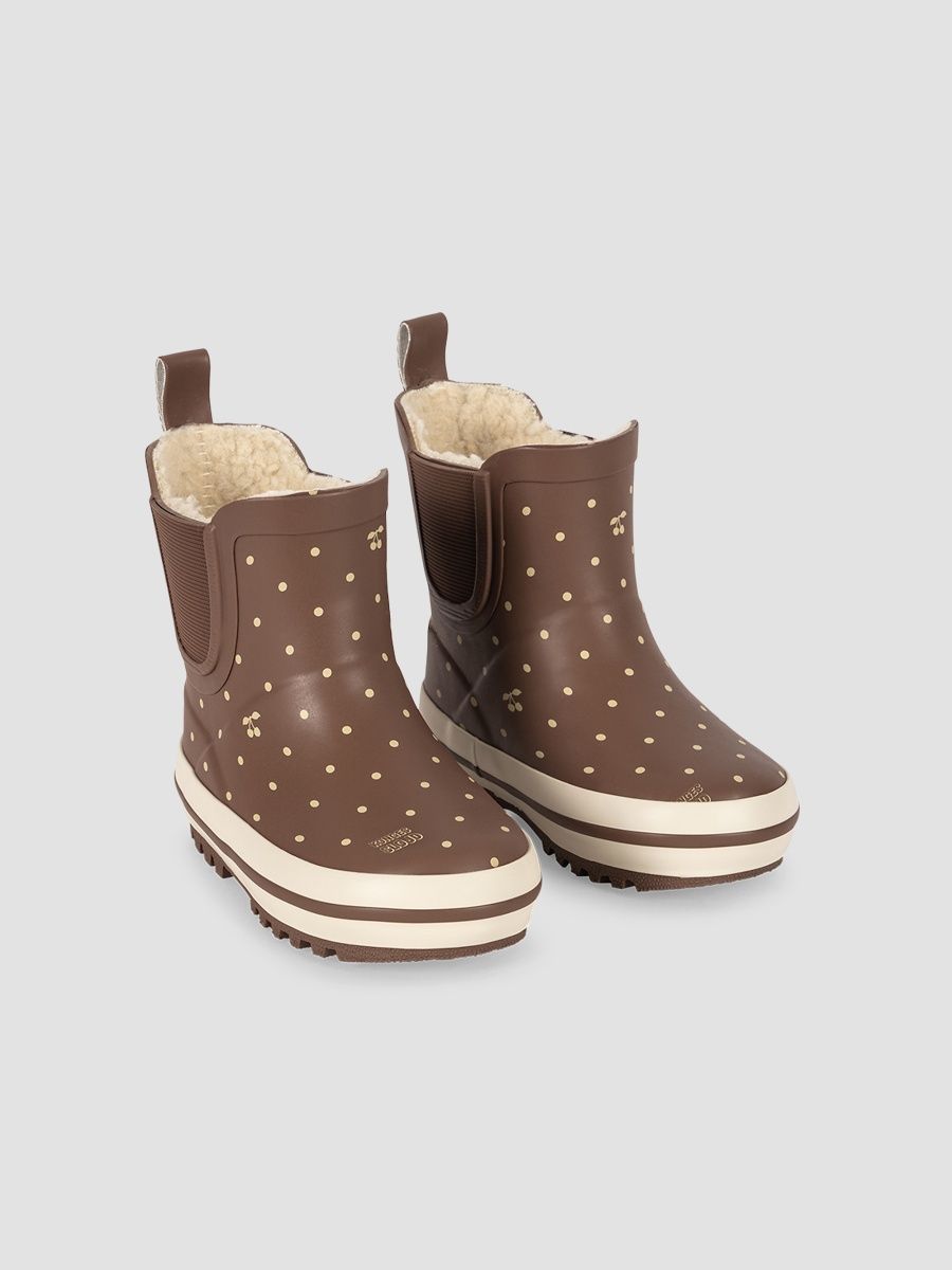 Konges Slojd Girl's Baby Girl's, Little Girl's & Girl's Roi Rain Boots - Cherry Dot Marrone - Size 9.5 (Toddler)