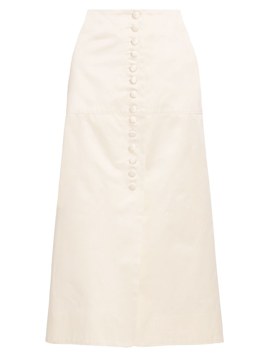 Women's Maha Button Midi-Skirt - Ivory - Size Large