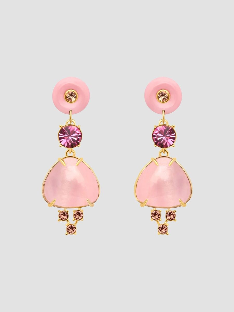 Oscar de la Renta Women's 24K-Gold-Plated, Resin & Glass Crystal Drop Earrings - Rose